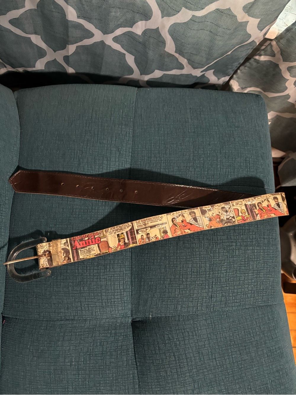 Comic Strip Annie Printed Belt with Brown Leather Backing